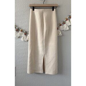 Leze The Label Beige Aline Slit Midi Pull On Skirt Neutral Capsule Wardrobe S